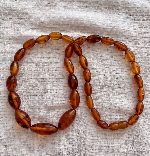 Бусы янтарь, винтаж, 3 шт