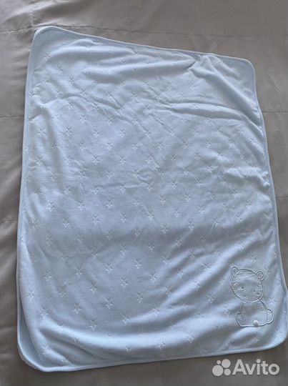 Покрывало для новорожденного велюр плюш голубое бе