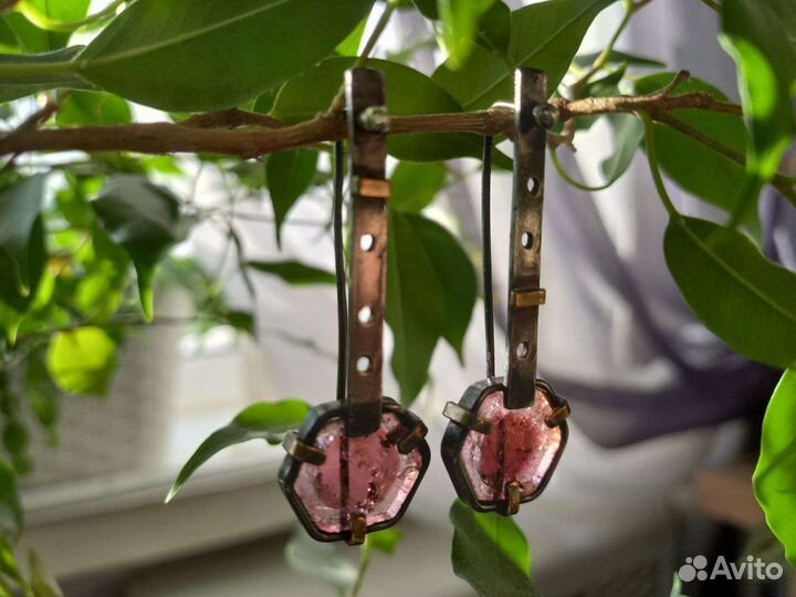 Серьги с турмалином серебро