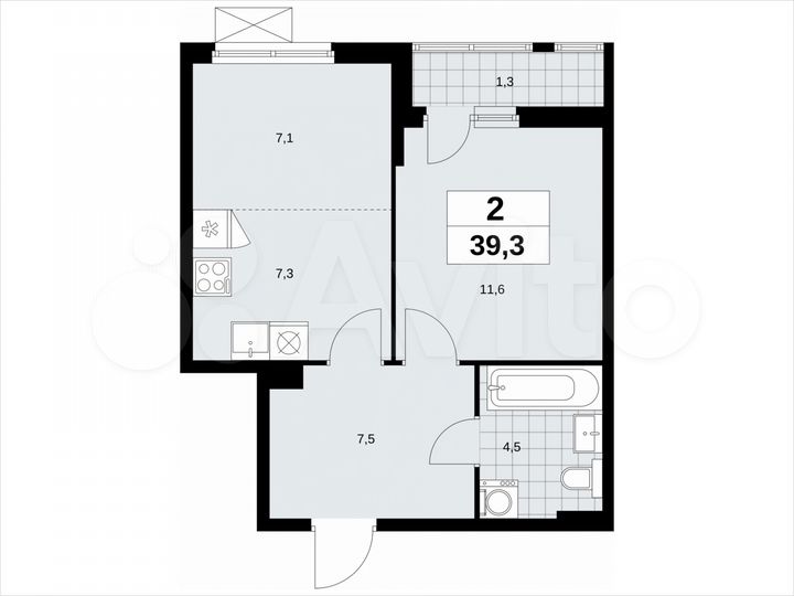 2-к. квартира, 39,3 м², 8/11 эт.