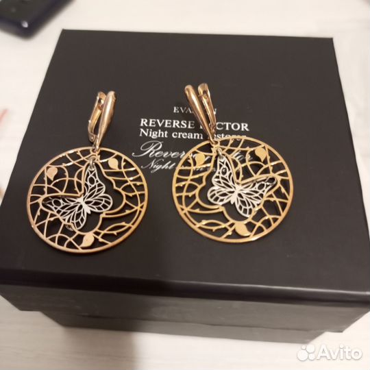 Серьги серебро с золочением