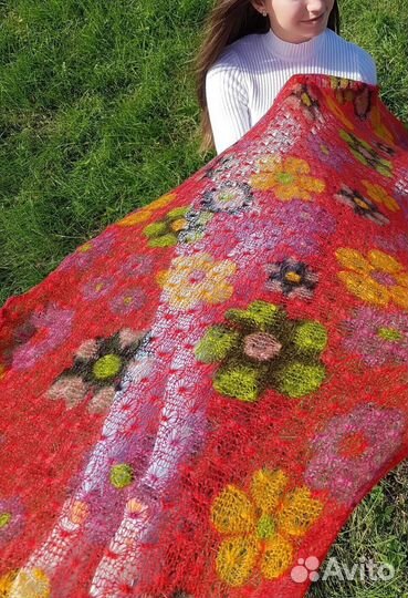 Шарф вязаный ажурный Ангора