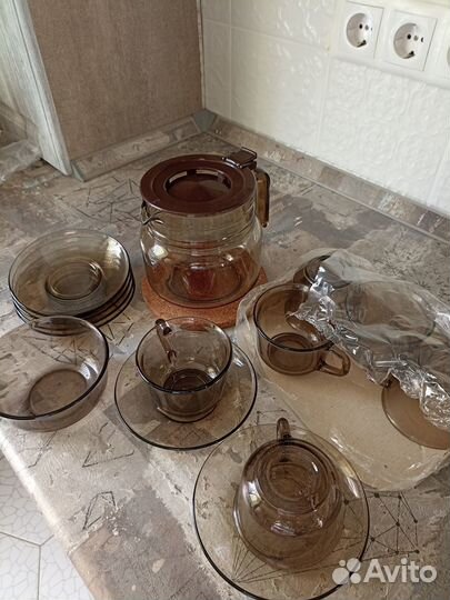Чайный кофейный сервис из огнеупорного стекла