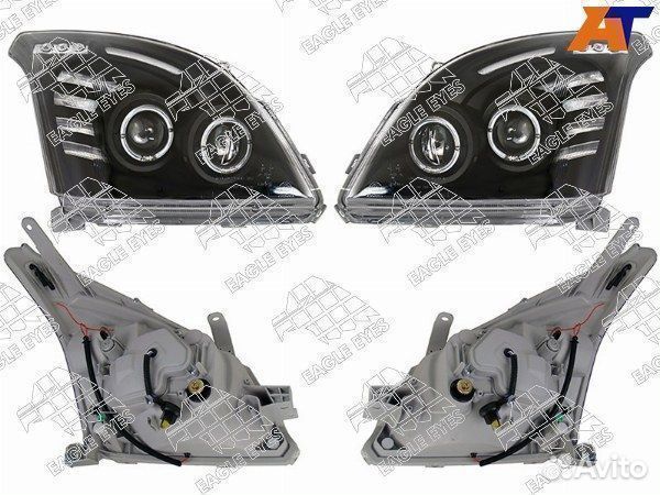 Фара toyota land cruiser prado 02-09 черный линза диодный тюнинг комплект R+L