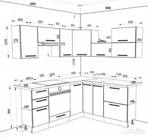 Угловая кухня Ксения 2,0х1,8