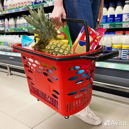 Корзина на колесиках с телескопической ручкой