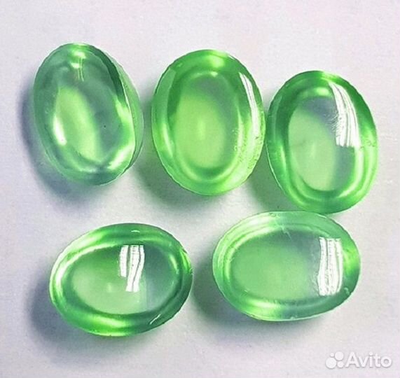 Пренит природный 8,90Ct 8х6мм 5шт VVS Овал