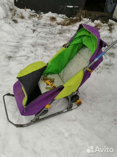 Детские санки коляска с колесами