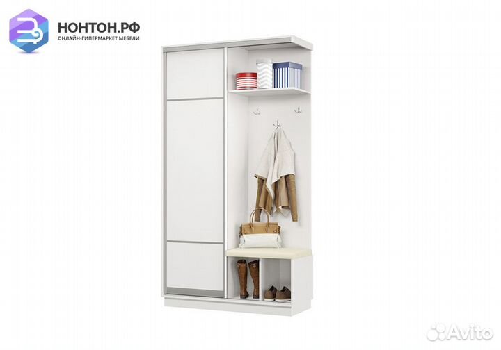 Прихожая-купе Альнаир мини с сиденьем белая