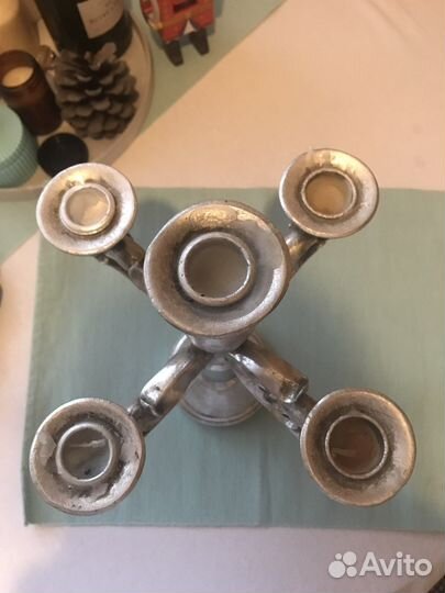 Подсвечник дерево+серебрение