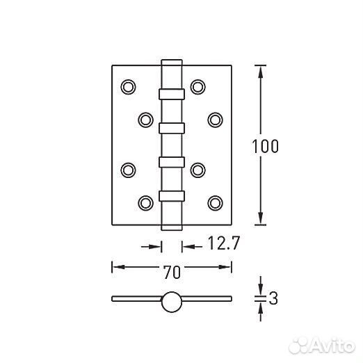 Петля дверая archie sillur A010-C 100X70X3-4BB S.chrome, мат хром