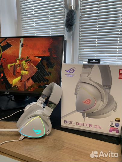 Наушники ROG detla white edition