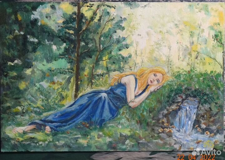 Картина. Масло, холст (лён ). Нимфа родника
