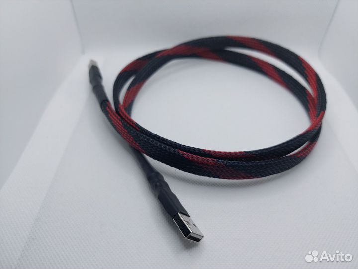 Кабель USB A-B для цап\DAC посеребрённая моножила