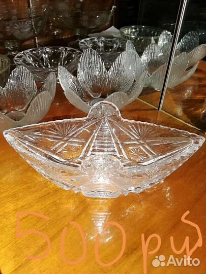 Хрустальная ваза ладья СССР