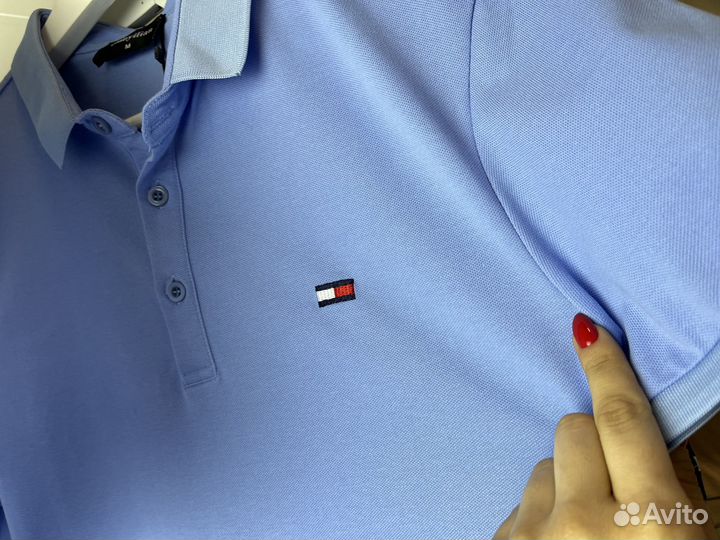 Поло Tommy Hilfiger 46-58 Белый, голубой, синий, б