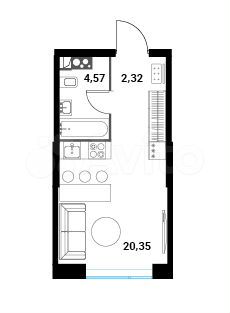 1-к. квартира, 27,6 м², 11/28 эт.