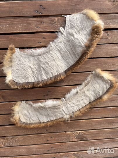 Меховой воротник лиса на льняном подкладе