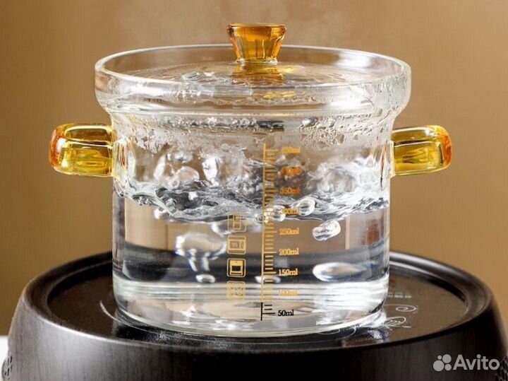 Стильная стеклянная кастрюля 300 мл и 450 мл