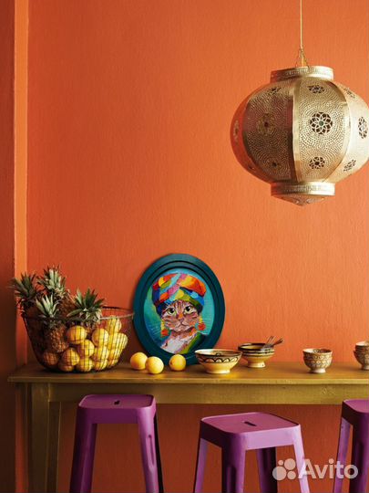 Картина маслом Рыжая кошка в африканском тюрбане