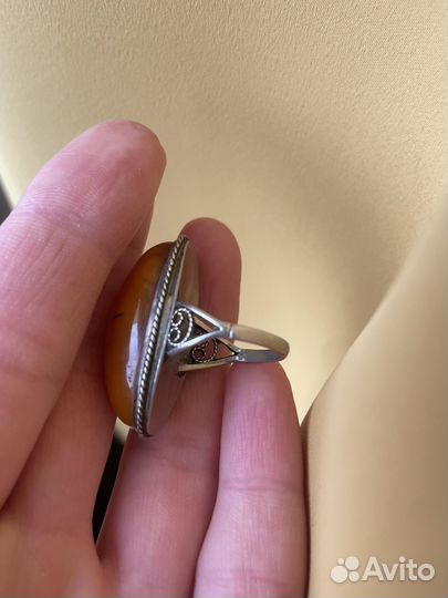 Кольцо с янтарем, СССР, 18.5