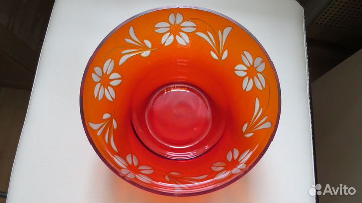 Ваза / Салатник из красного стекла СССР