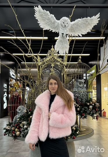 Шуба розовая