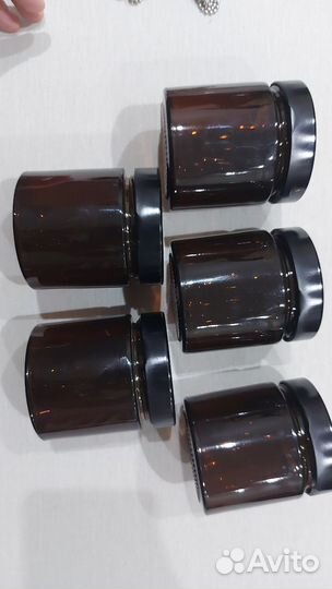 Набор баночек из коричневого стекла 5 шт