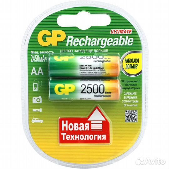 Аккумуляторы GP 250aahc-2CR2 2500mAh AA #81517