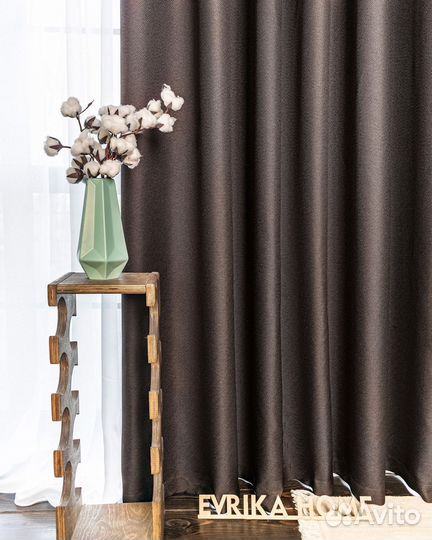 Комплект Шторы + Тюль Орфей Шоколад и Вуаль