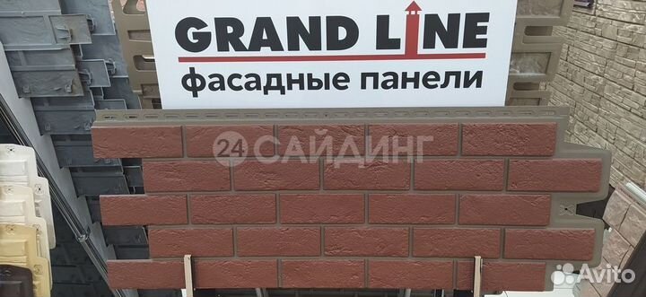 Фасадные панели Grand Line Состаренный Кирпич design plus Корица (Махагон), шов темно-бежевый