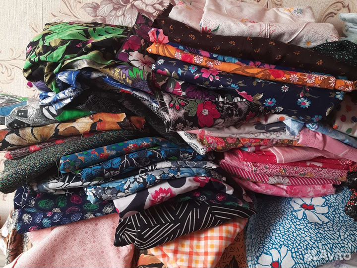 Отрез ткани СССР сатин, бязь, джинс, бархат. Лен