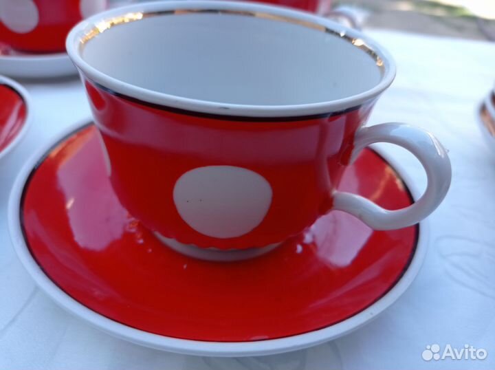 Чайные пары, красные в горох, 2 сорт