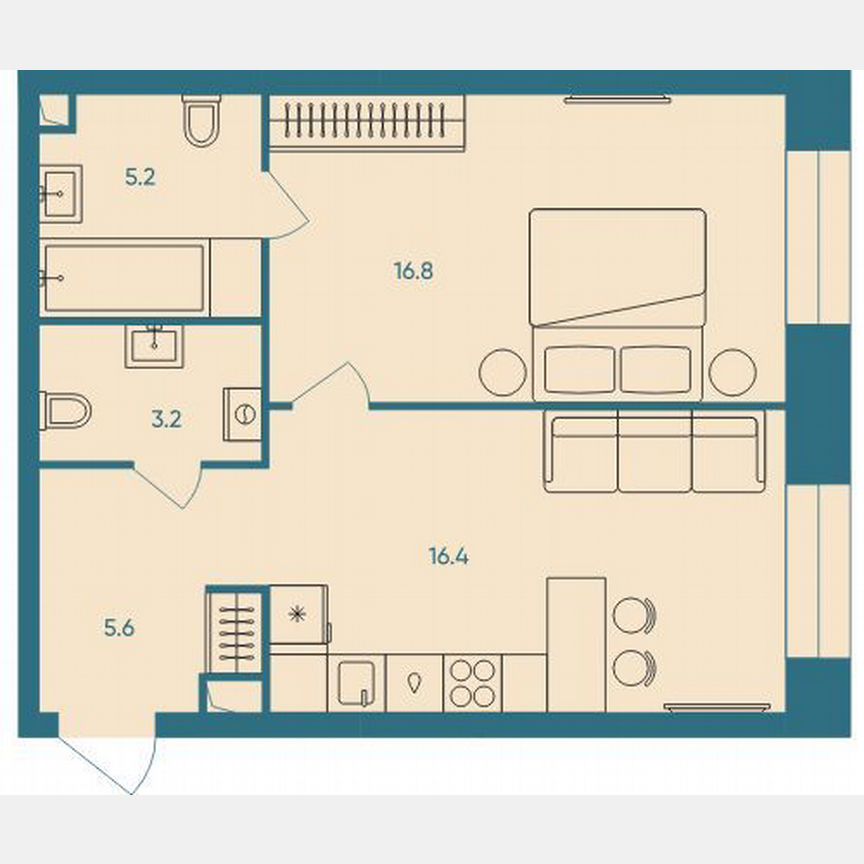 1-к. квартира, 47,2 м², 8/32 эт.