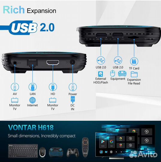 Android TV приставка Vontar H618+тв+фильмы