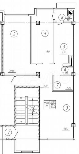 3-к. квартира, 86,8 м², 4/11 эт.