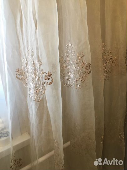 Тюль высота 2,70 3 штуки+ портьеры