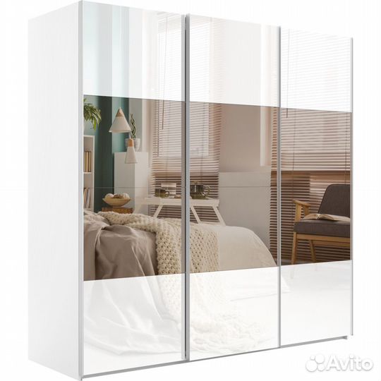Шкаф-купе Эста 3-х дверный Комби (6 Белых стекол