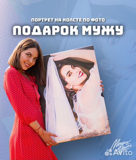 Портрет по фото на холсте на заказ день рождения