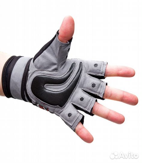 Перчатки для фитнеса с фиксатором кожа