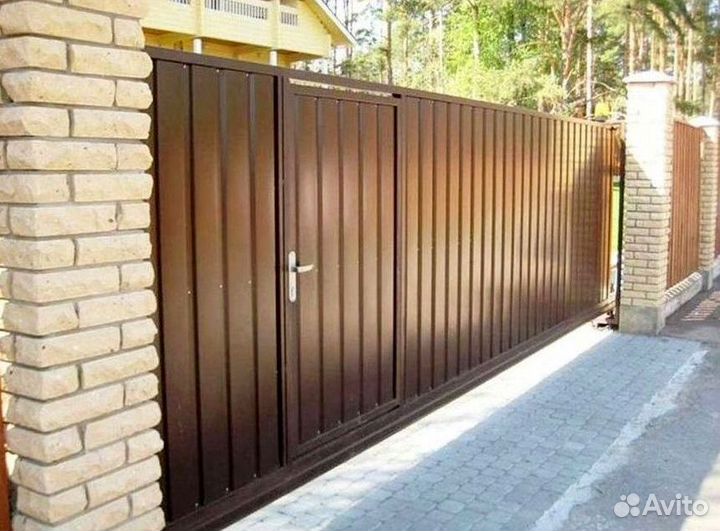 Откатные ворота с монтажом и фундаментом под ключ