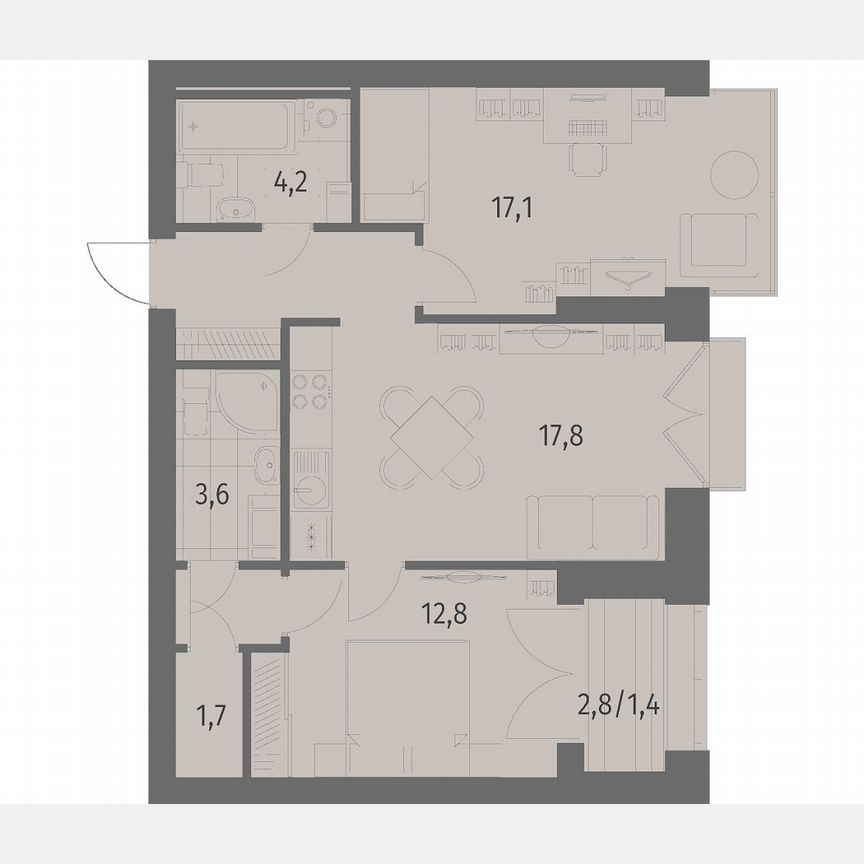 2-к. квартира, 69,1 м², 13/13 эт.