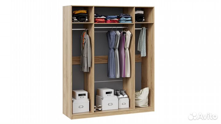 Шкаф комбинированный с 4 зеркальными дверями 