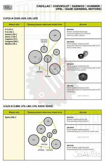 Ролик приводного ремня для автомобилей Chevrolet C