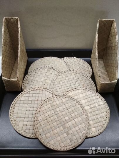 Подставки-подложки под бокалы из соломки