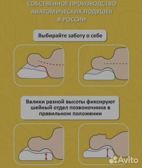 Анатомическая подушка с эффектом памяти 30*50