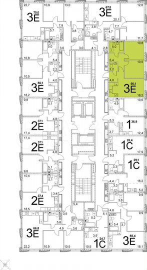 2-к. квартира, 56,1 м², 14/25 эт.