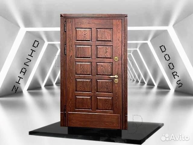 Уличная металлическая дверь массив дерева DD-067