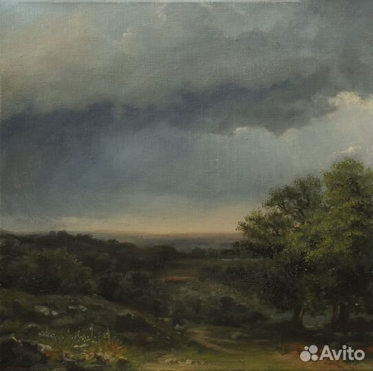 Красивый пейзаж. Картина маслом на холсте, размер