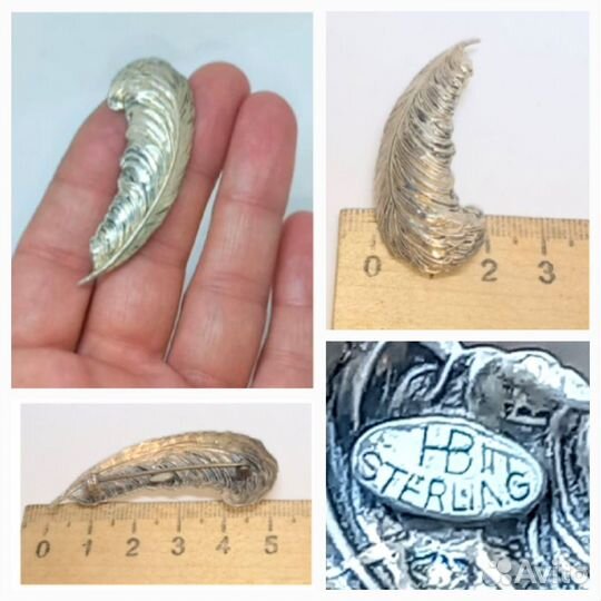 Брошь - HB - Серебро 925 - США - Винтаж